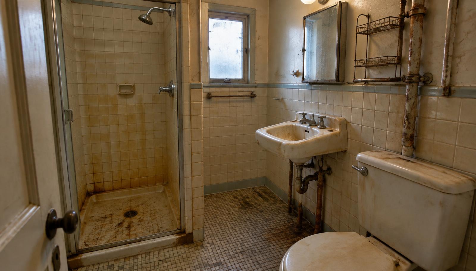 Before: dated bathroom